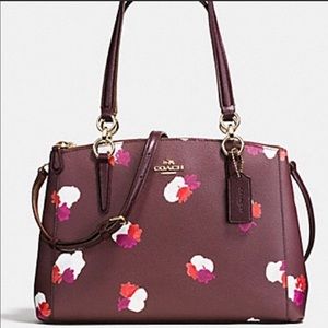 EUC Leather COACH Burgundy Floral satchel